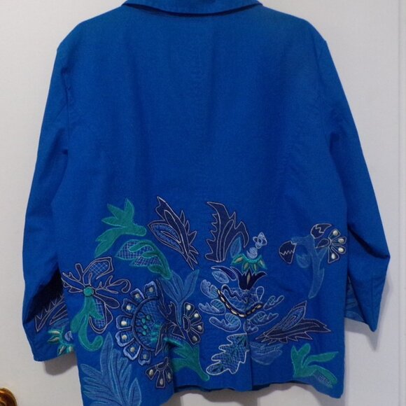 Chico's Blue Sea Jacket100% Cotton 5 Button Size Small - Picture 3 of 4